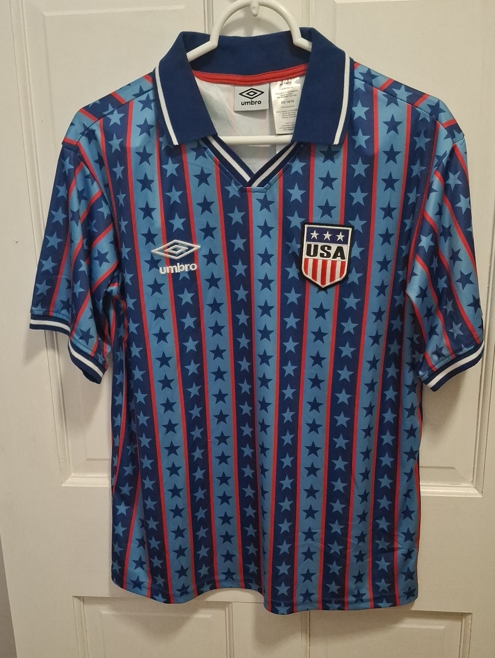 Umbro Kids One Piece Blue Red USA Star Stripe Soccer Jersey
